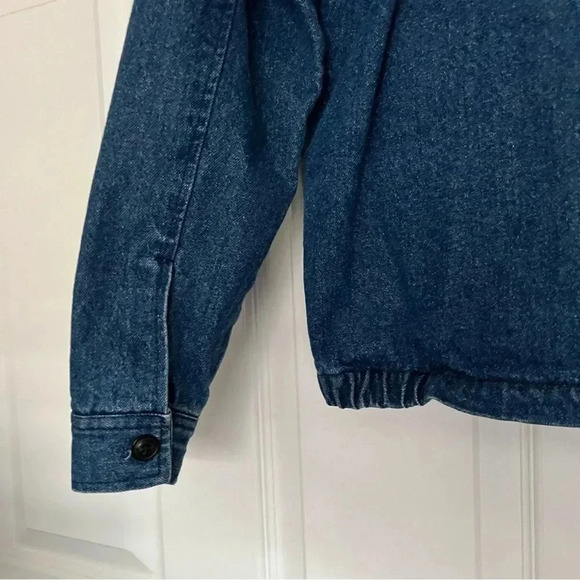 Zara Men Denim Lined Jacket Zip Closure Size Medium With Chest Patch - Picture 5 of 8